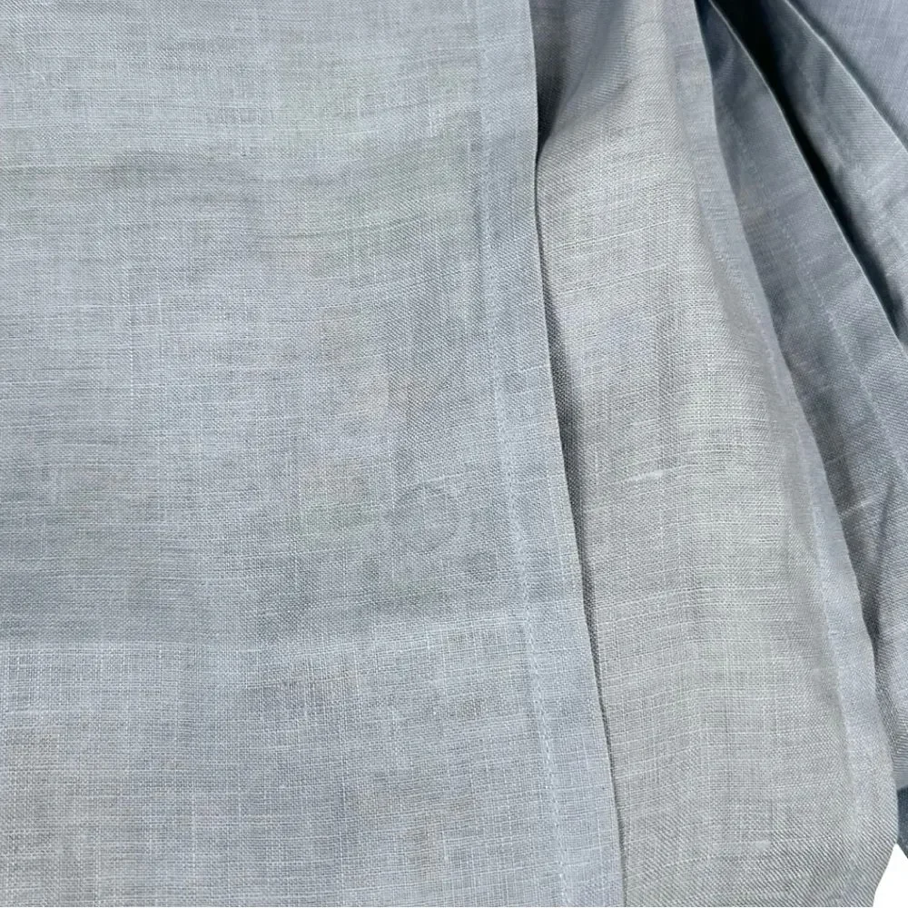 Pottery Barn Solid Dusty Blue 100% Linen Tied Ring Set of 2 Curtains 54”x84”